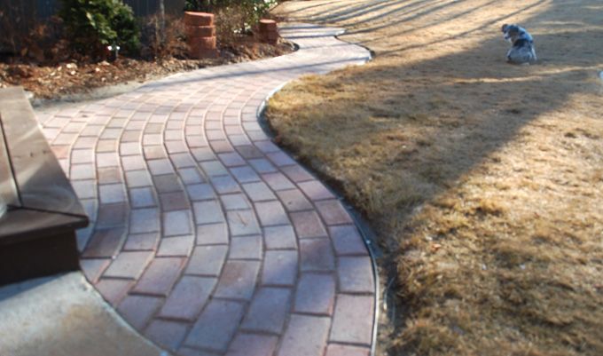 curved long paver walkway