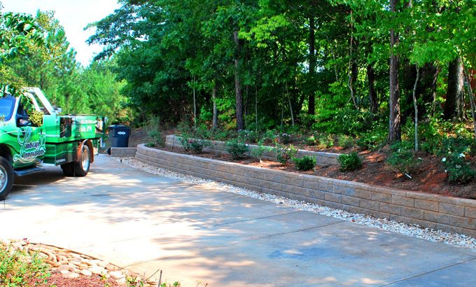 terraced rose garden with small retaining walls