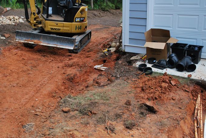 preparing ground for drainage system installation