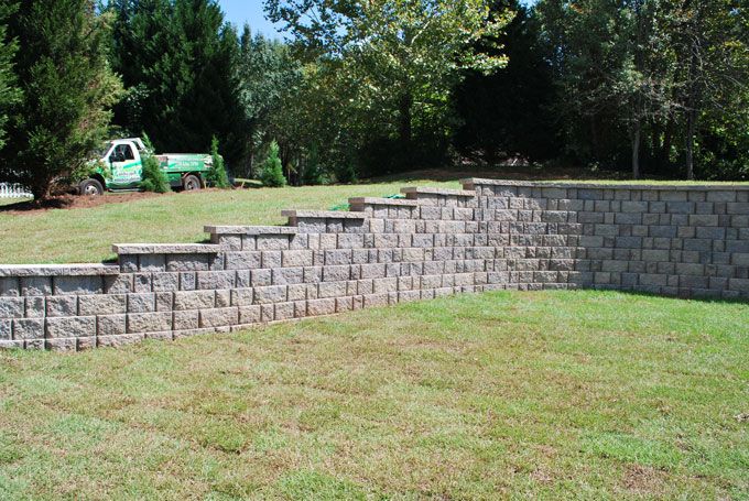 large curved stepped retaining wall