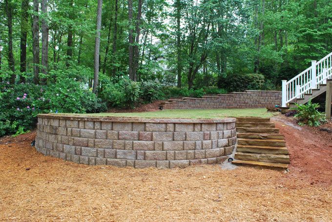 retaining wall with stone steps
