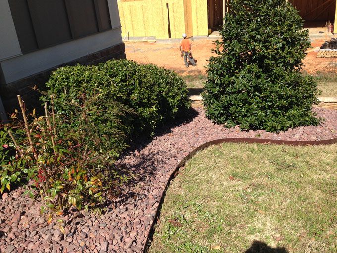 shrubs and crimson stone with edging