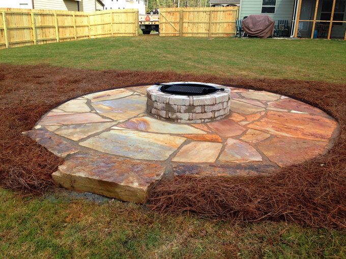 Tennessee flagstone patio with a firepit
