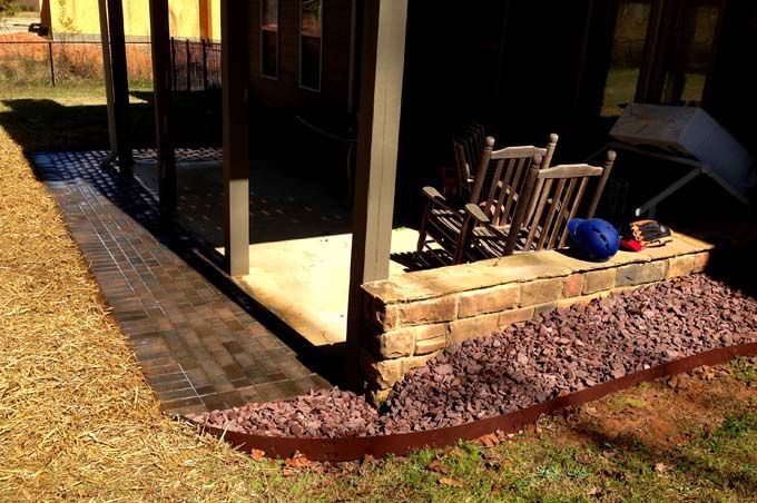 crimson stone with edging used to create a patio extension