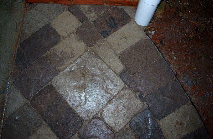 closeup of paver stone patio