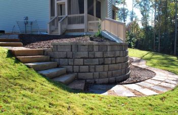 garden wall with circular steps