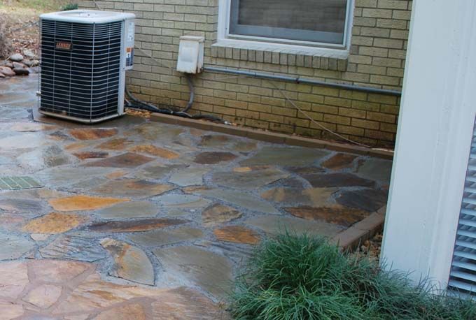 flagstone patio with interlocking edging