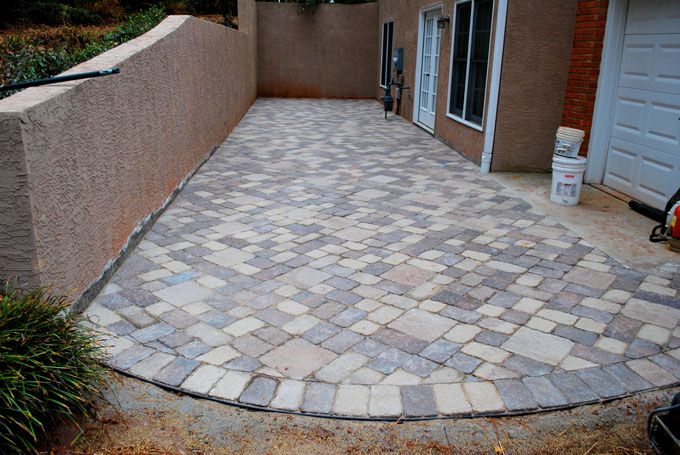 freshly installed patio in the daylight and prior to being sealed