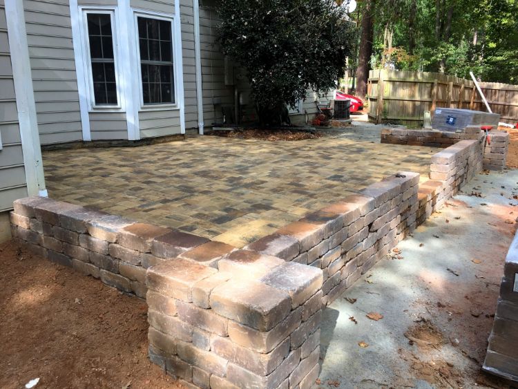 patio with walls ended with columns