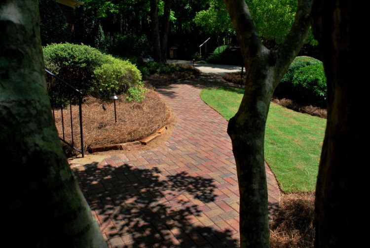 paver sidewalk to the garden