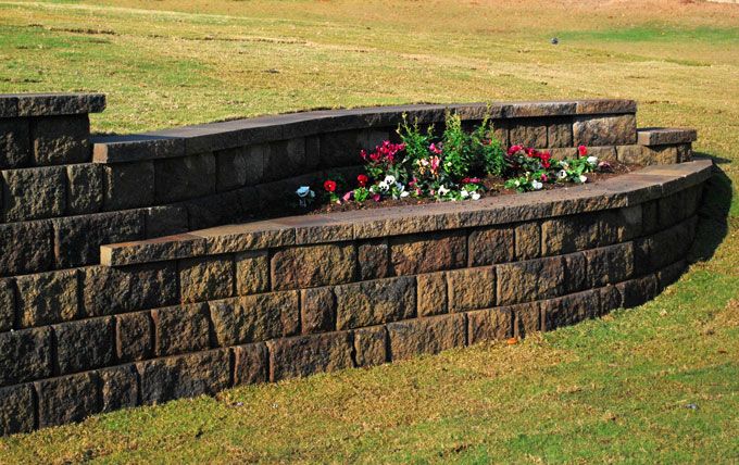 planter box installed in a retaining wall