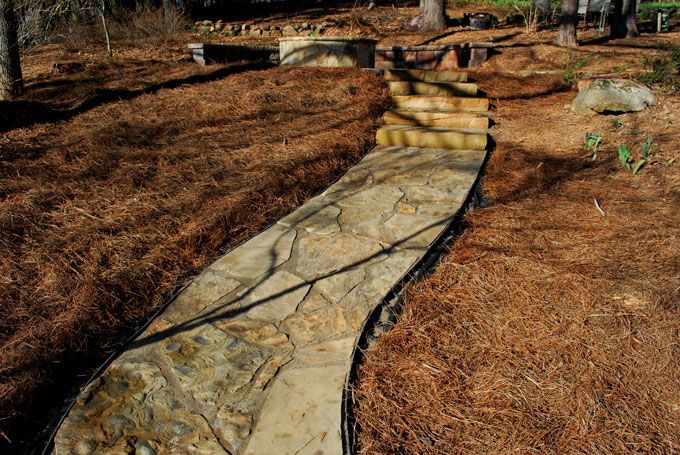 sloped flagstone sidewalk with steps