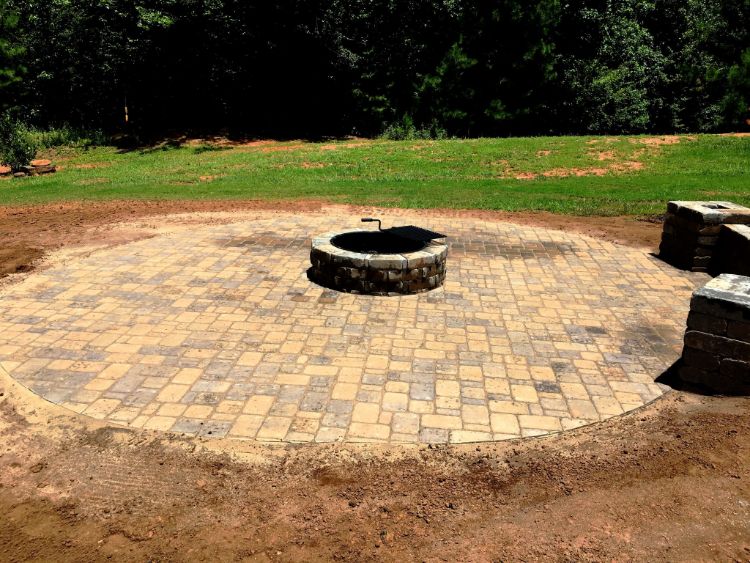 paver patio, fire pit kit, seat wall