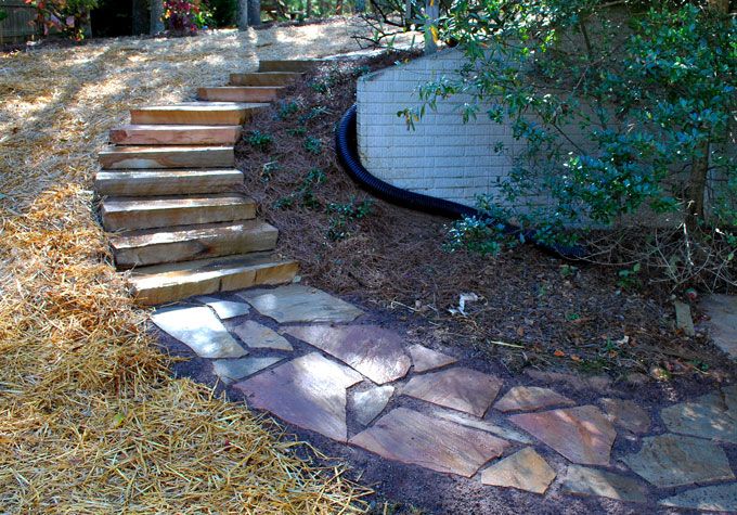 flagstone walkway with stairs