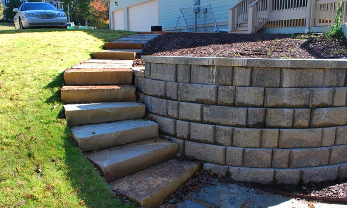 garden wall with circular steps