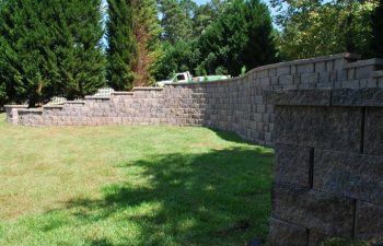 long tall retaining wall with column end