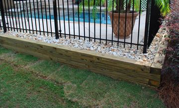 preasure treated timber retaining wall